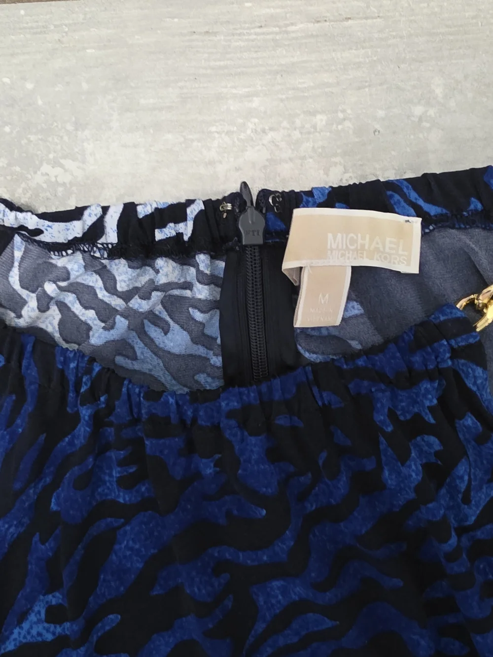 Michael Kors Navy & Bright Blue Chain-Detail Halter Dress